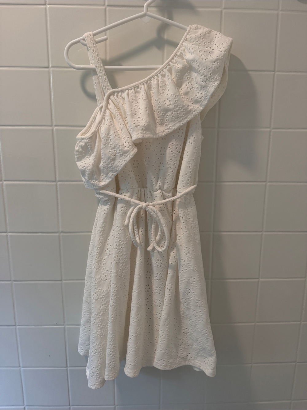 Speechless White One-Shoulder Eyelet Dress for Girls